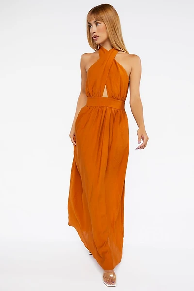Crisscross Maxi Halter Dress