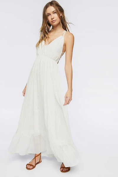 Crisscross Lace-Trim Maxi Dress
