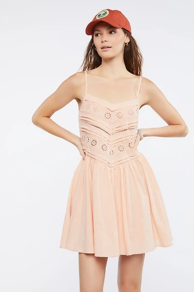 Floral Eyelet Cami Mini Dress