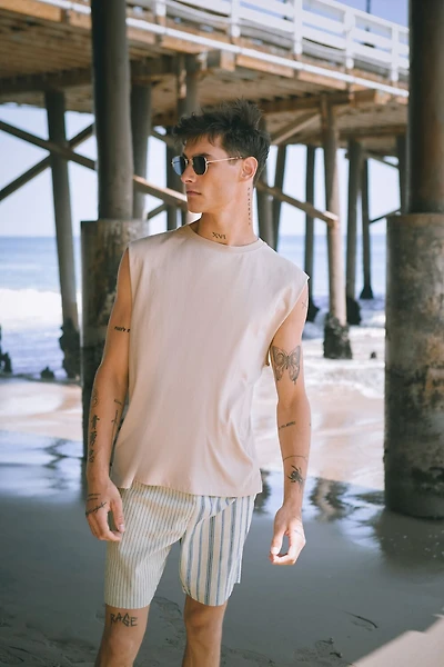 Reworked Striped Drawstring Shorts