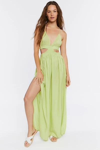 Crepe Cutout M-Slit Maxi Dress