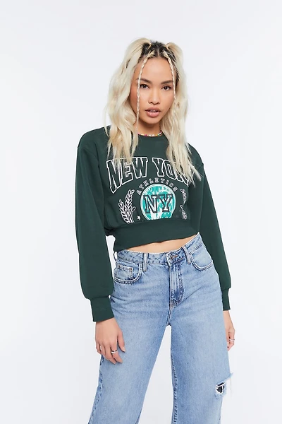 New York Graphic Cropped Pullover