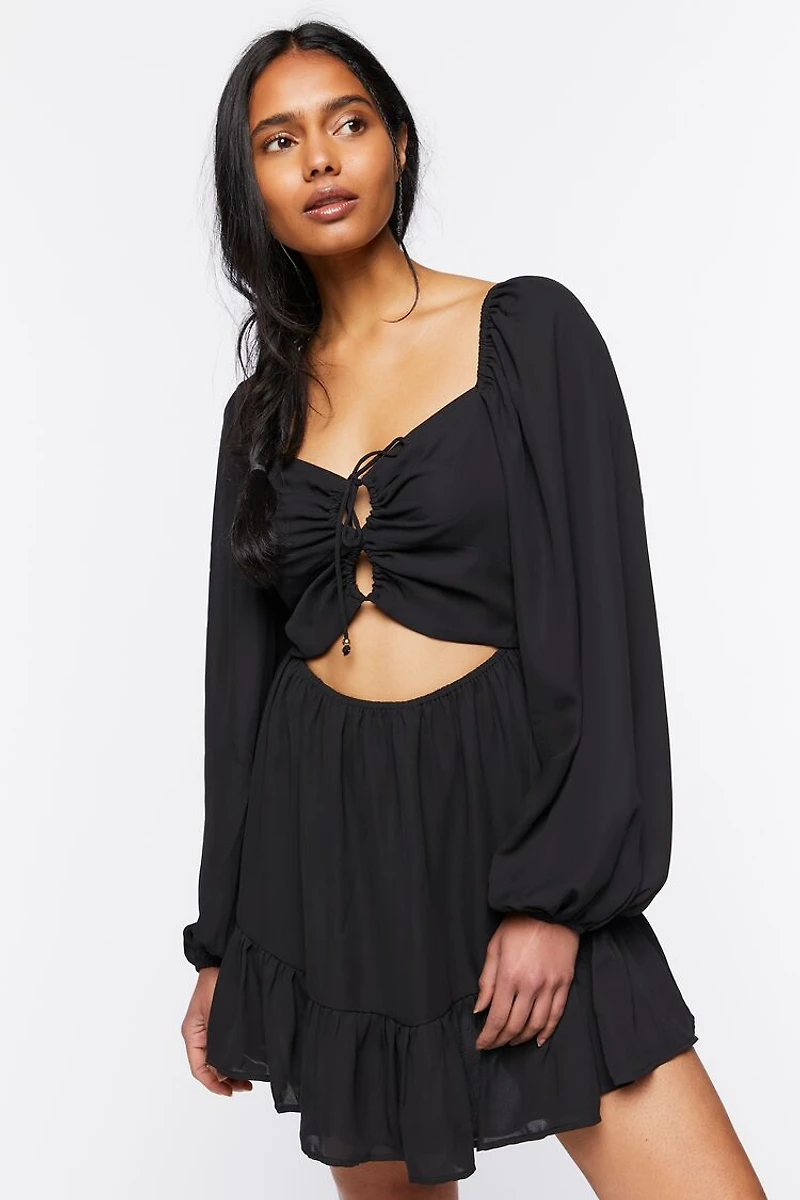 Cutout Lace-Up Mini Dress