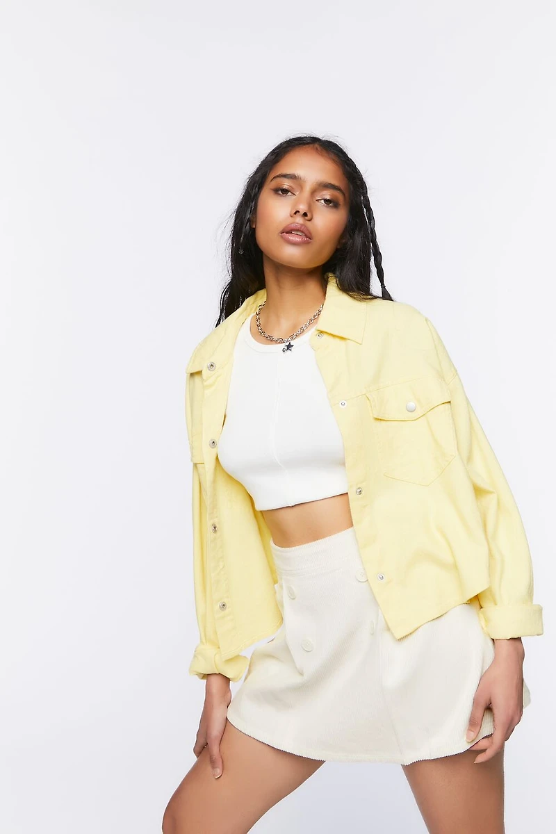 Pleated Corduroy Mini Skirt