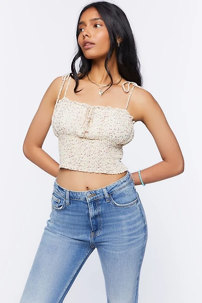Floral Tie-Strap Cropped Cami