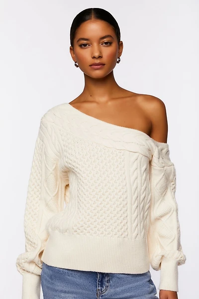 One-Shoulder Cable Knit Sweater