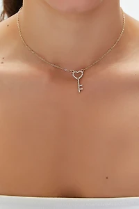Rhinestone Key Pendant Necklace