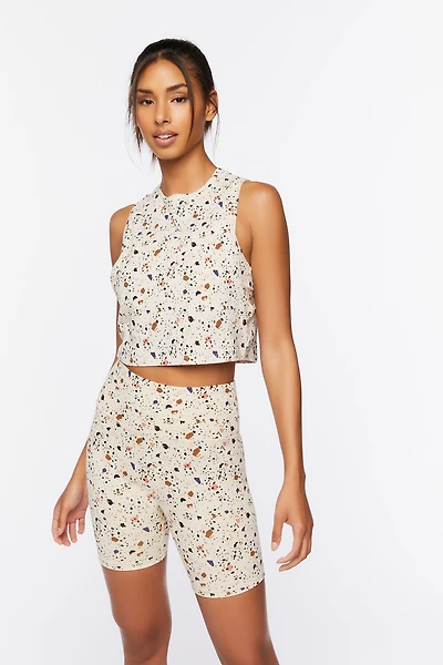 Active Terrazzo Print Biker Shorts