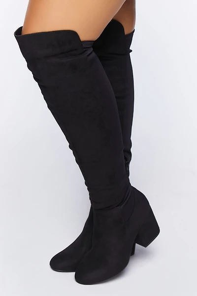 Faux Suede Block Heel Boots (Wide)
