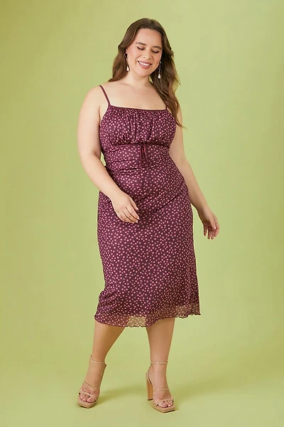 Plus Size Ditsy Floral Midi Dress