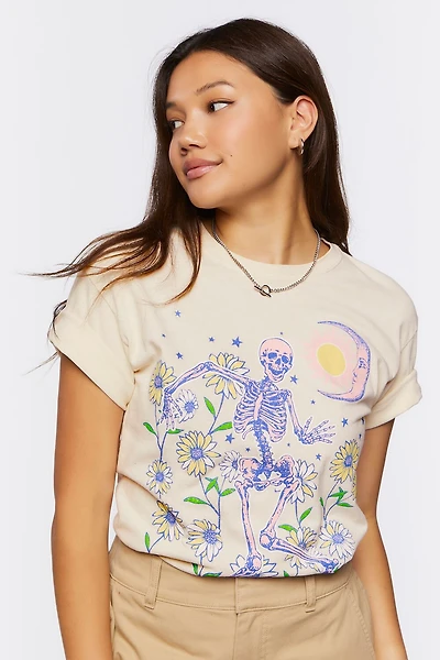 Skeleton Flowers Graphic Tee