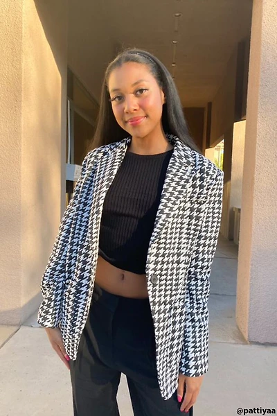 Houndstooth Print Blazer