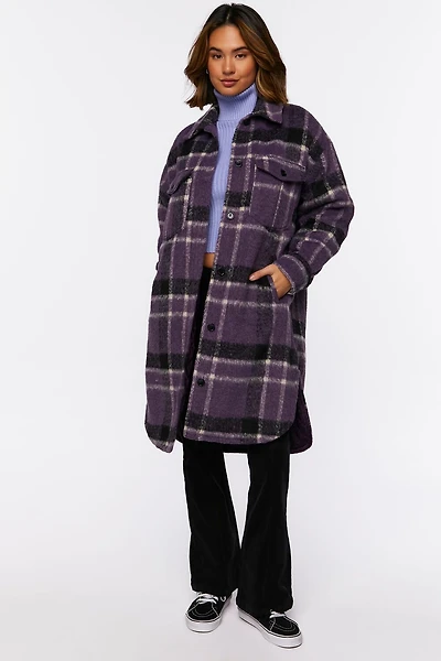 Brushed Plaid Longline Shacket
