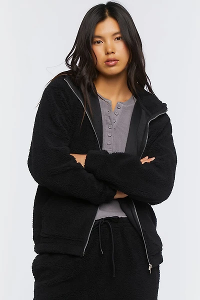 Faux Shearling Zip-Up Hoodie