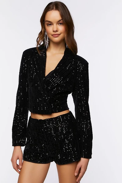 Sequin Cropped Blazer