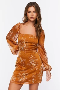 Floral Open-Back Mini Dress