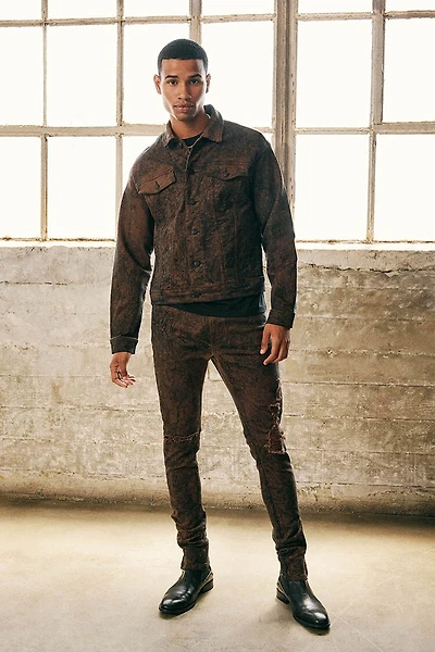 Oil Wash Zip-Hem Skinny Jeans