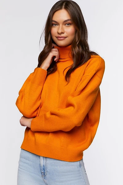 Drop-Sleeve Turtleneck Sweater
