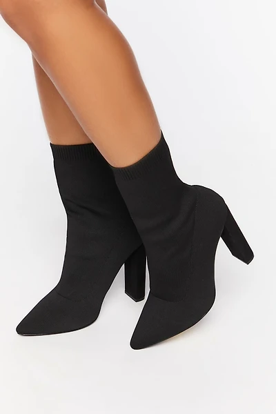 Block Heel Sock Booties (Wide)
