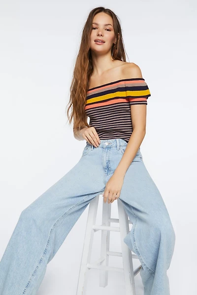 Striped Sweater-Knit Crop Top