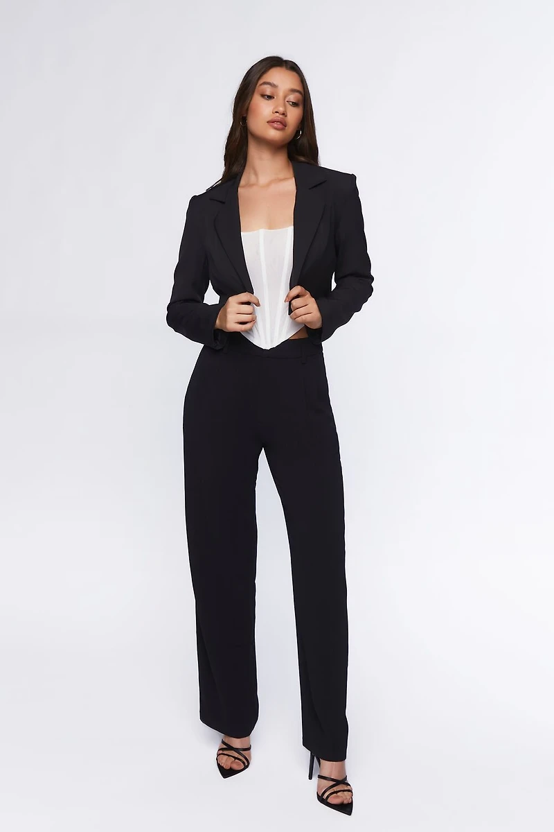 Mid-Rise Straight-Leg Trousers
