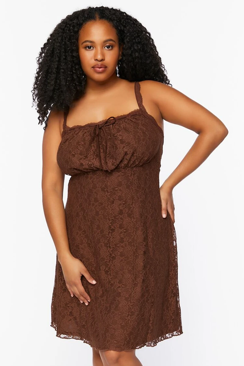 Plus Size Lace Cami Mini Dress