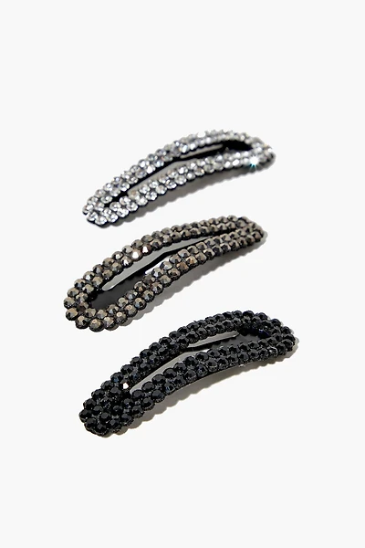 Rhinestone Snap Hair Clip Set