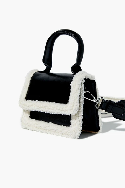 Faux Shearling-Trim Crossbody Bag