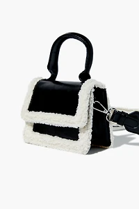 Faux Shearling-Trim Crossbody Bag