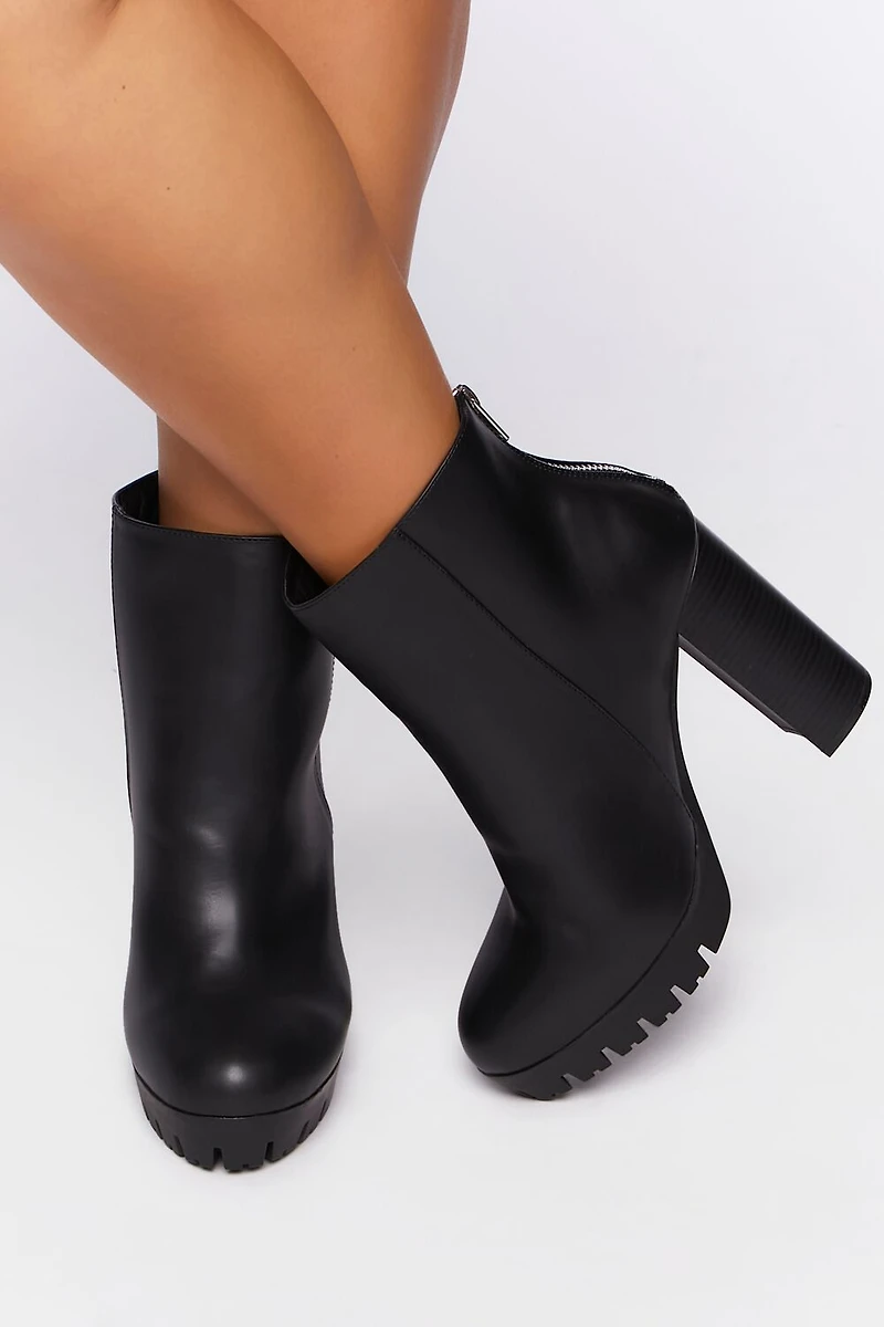 Faux Leather Ankle Booties (Wide)