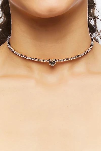 Faux Gem Heart Choker Necklace