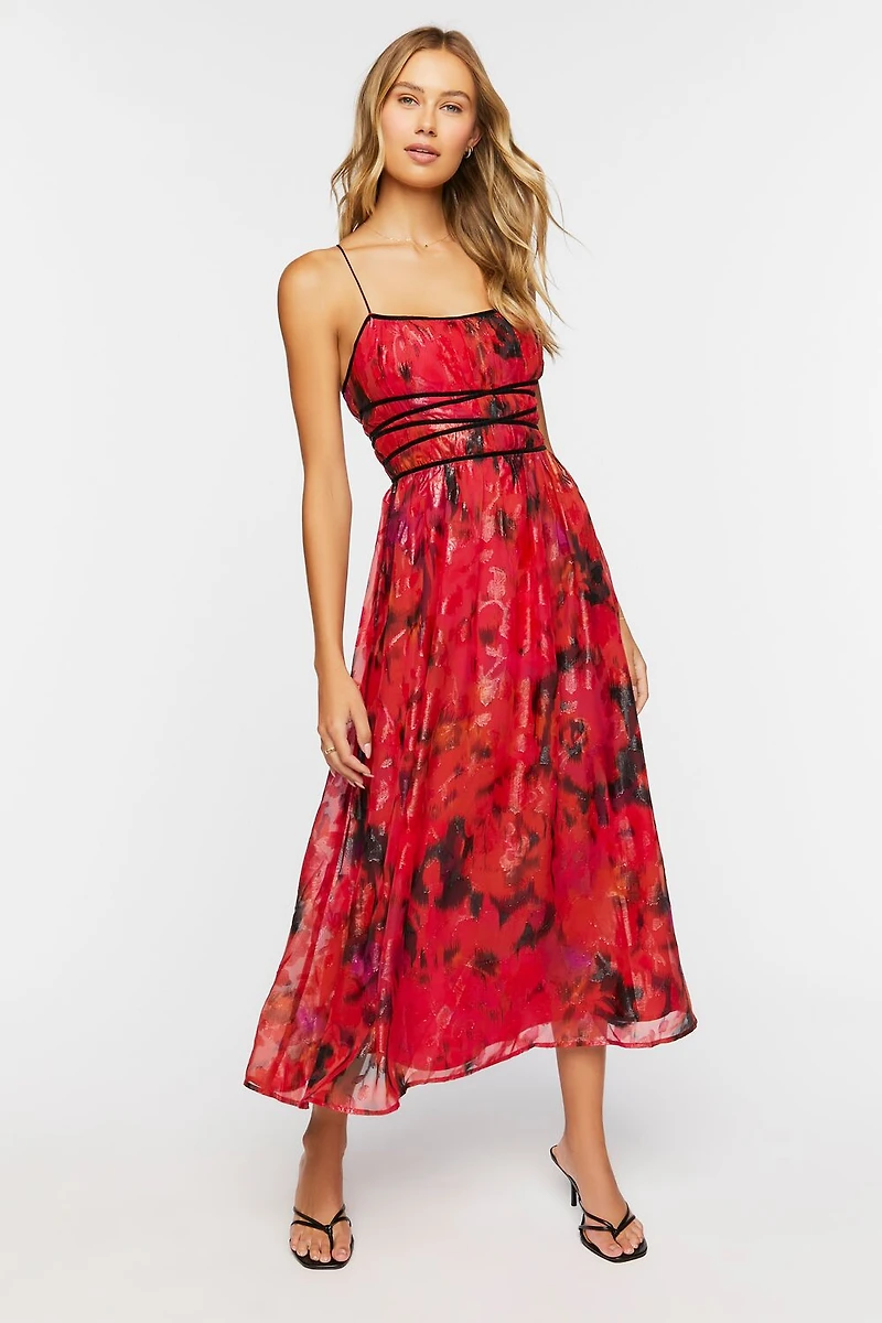 Floral Crisscross Cami Midi Dress