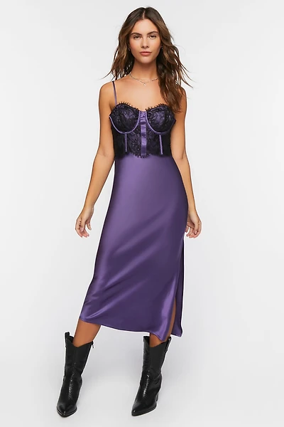 Bustier Satin Slip Midi Dress