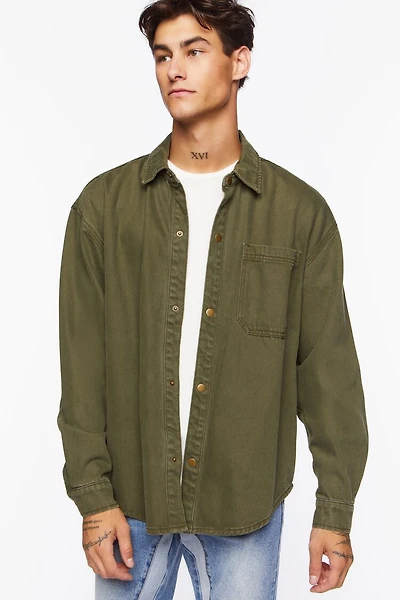 Drop-Sleeve Snap-Button Shirt