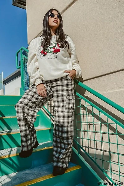 Plaid Wide-Leg Pants