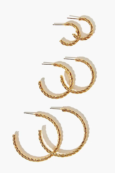 Twisted Open-End Hoop Earring Set