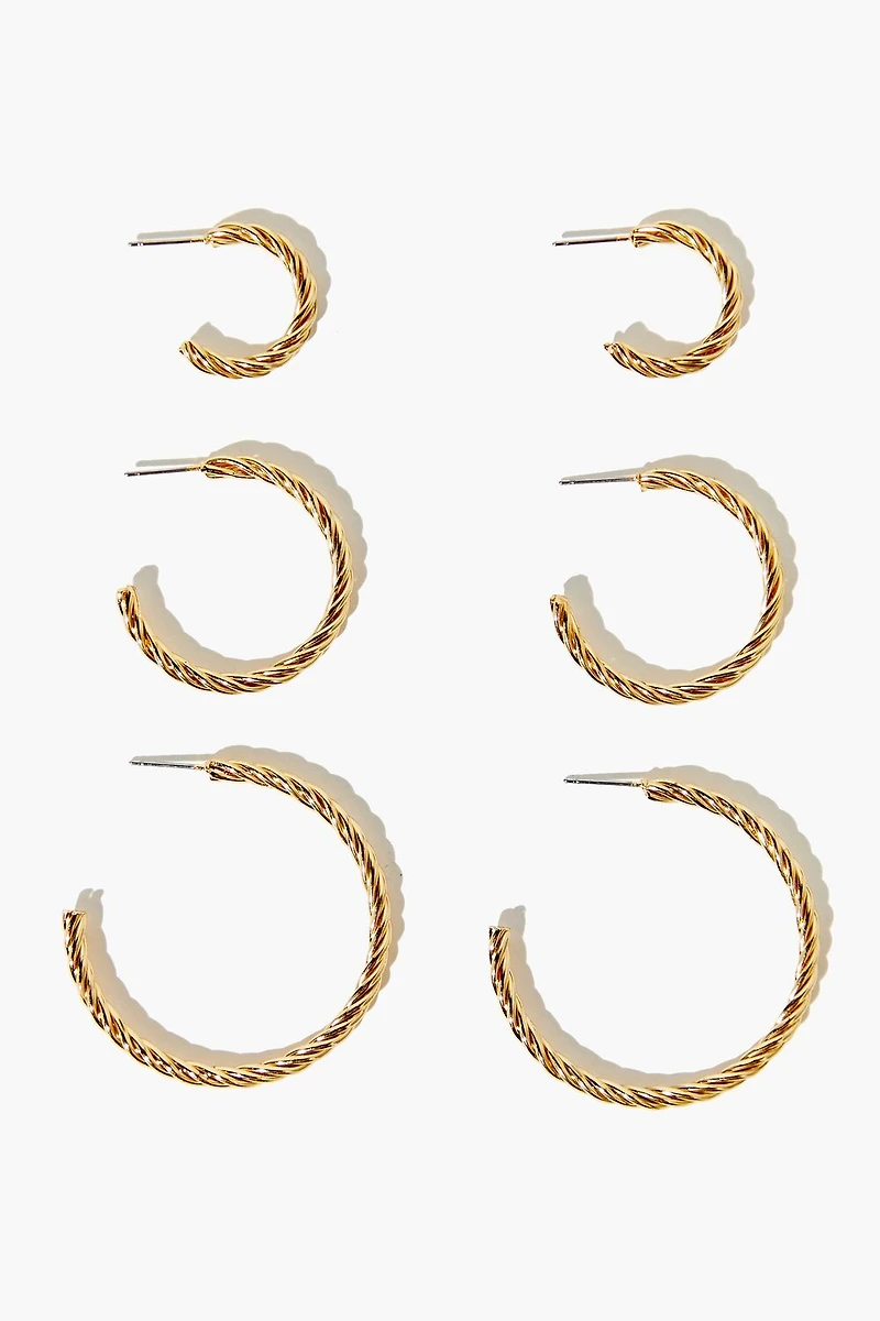 Twisted Open-End Hoop Earring Set