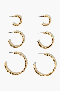 Twisted Open-End Hoop Earring Set