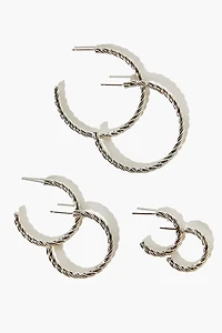 Twisted Open-End Hoop Earring Set