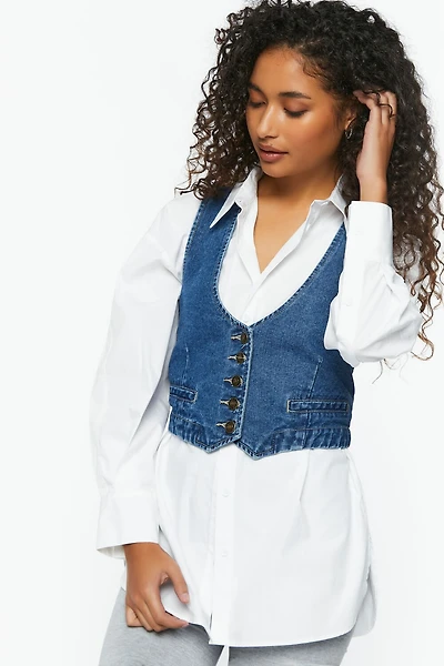 Denim Cropped Vest