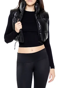 Quilted Faux Leather Cropped Vest
