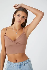 Lace-Trim Surplice Cropped Cami