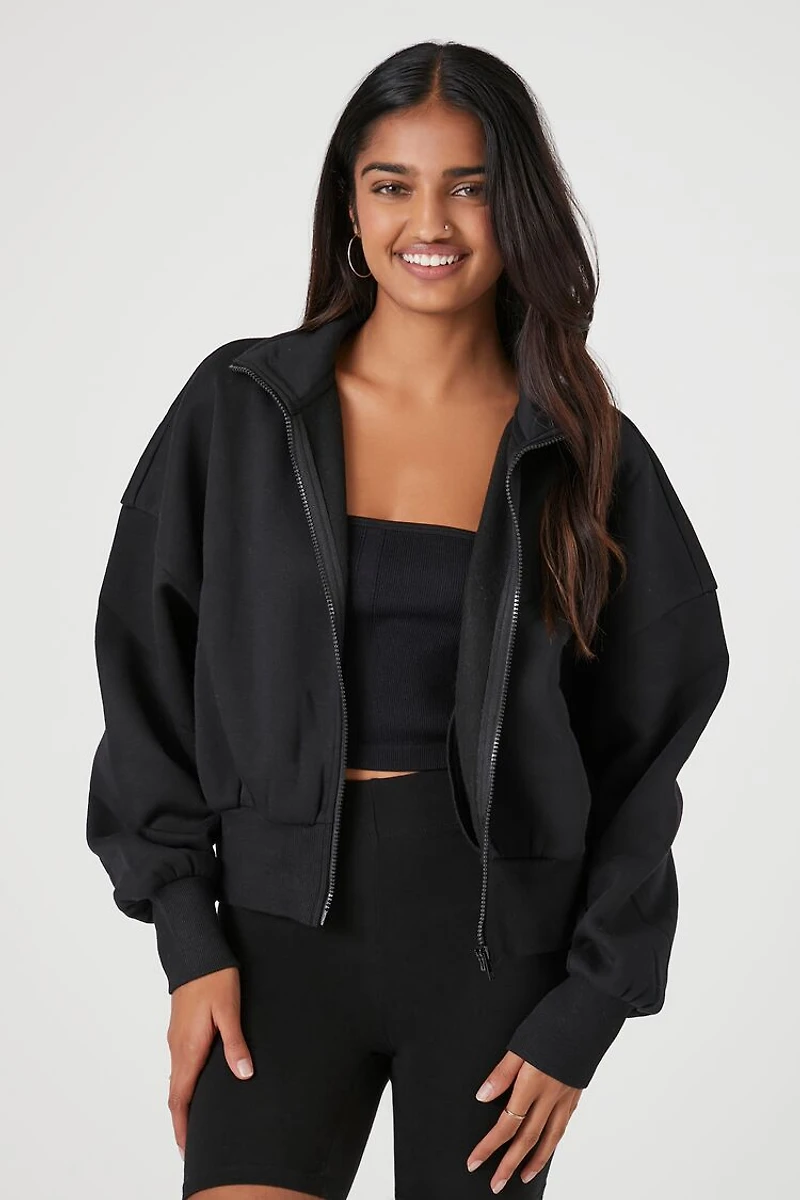 Heathered Fleece Zip-Up Jacket