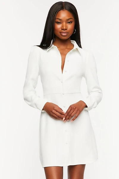 Collared Button-Front Mini Dress