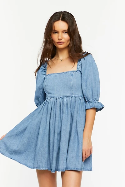 Denim Babydoll Mini Dress