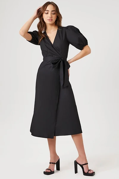 Poplin Wrap Midi Dress