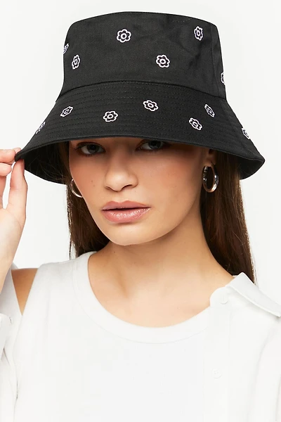 Flower Embroidered Bucket Hat