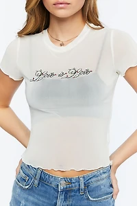 Love Is Embroidered Mesh Tee