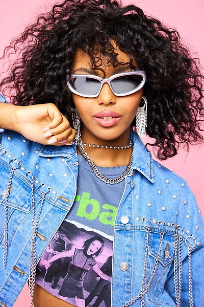 Metallic Shield Sunglasses