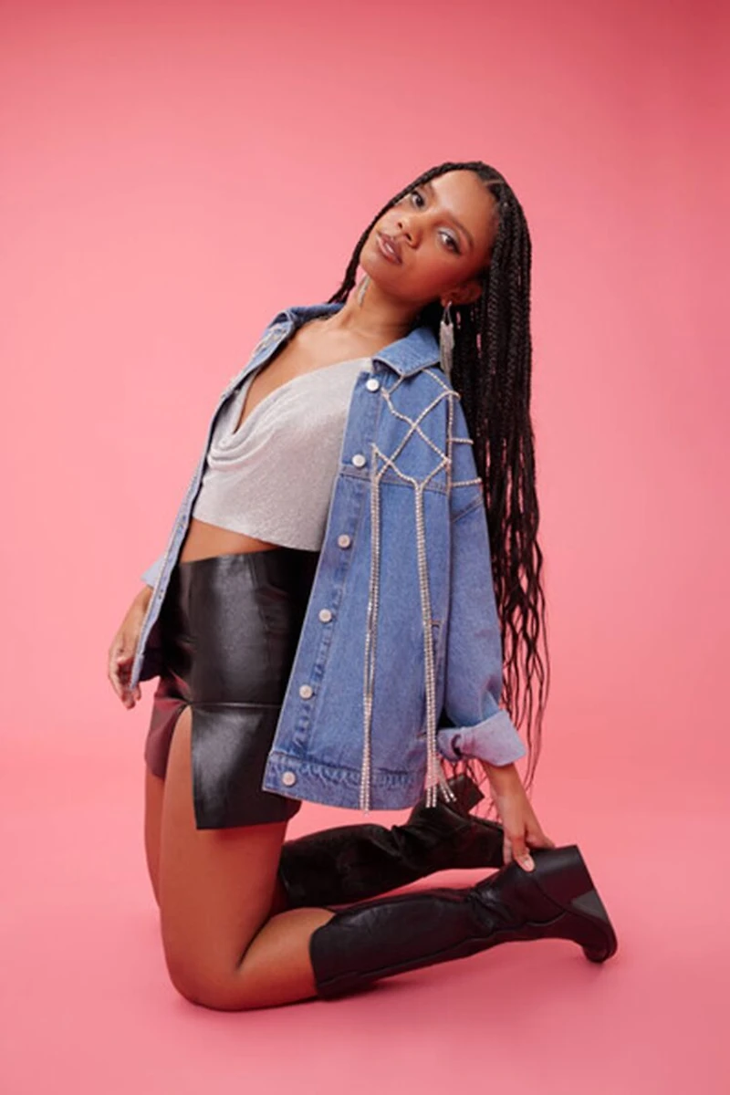 Rhinestone Fringe Denim Jacket